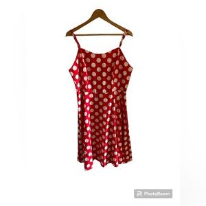 Red & white polka dotted Valentines Day spaghetti strap Woman’s dress size: 2XL